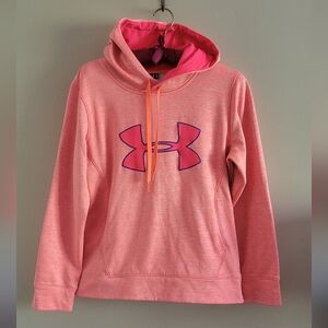 Under Armour | Orange Coral Hoodie Sweatshirt with Pink Logo EUC